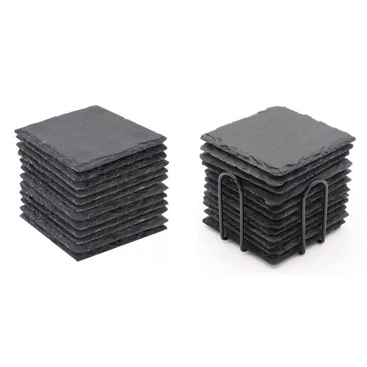 12pcs-slate-coasters-bulk-4-inch-square-black-slate-stone-coaster-handmade-drink-bar-slate-coasters