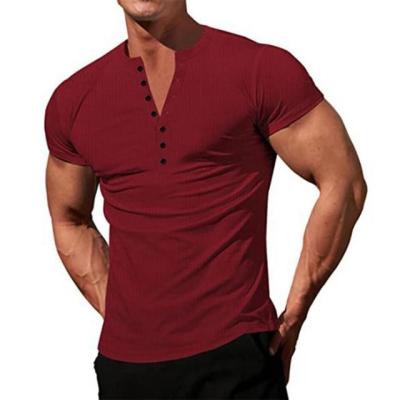 ♦เสื้อลำลองผ้าลินินแขนสั้นสำหรับผู้ชาย,เสื้อคอวีเข้ารูปเสื้อเสื้อเชิ้ตมีกระดุมสวมหัวสำหรับผู้ชายเสื้อสีทึบแขนสั้นแบบกำหนดเองได้22-23