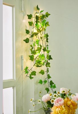 Artificial Plants Green Leaf Garland LED String Light Leaf Ivy Vine For Home Outdoors Wedding Courtyard Garden Window Decoration
