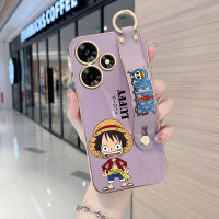 Moblie เคสเคสใส่โทรศัพท์สำหรับ Infinix Hot 30 Infinix Hot 30i Vivo IQOO Z7 5G Xiaomi Redmi 5 Plus (พร้อมสายรัดข้อมือ) ปลอกการ์ตูนอะนิเมะน่ารักขอบสี่เหลี่ยมชุบเคสโทรศัพท์เคสโทรศัพท์นิ่มสุดหรูชุบ