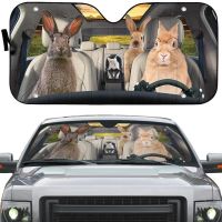 INSTANTARTS Rabbit Family Pattern UV and Heat Front Windshield Sunshade Durable Car Accessories Car Windshield Sun Shade 2021