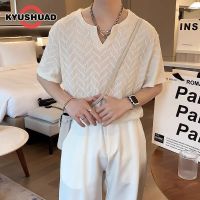 KYUSHUAD เสื้อยืดเสื้อสีขาวเด็กชายใหม่ผู้ชายแขนสั้น