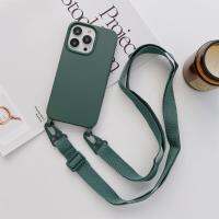 เคสป้องกันซิลิโคนยืดหยุ่นสำหรับ iPhone 12 / 12 Pro พร้อมสายคล้องคอกว้าง (สีชมพู) (Plus Mall)