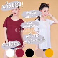 สินค้าพร้อมส่ง? Chaliwat เสื้อยืดแฟชั่นผู้หญิง เสื้อยืดคอกลม Basic Style ผ้าเรย่อน ใส่สบาย Free Size ขนาด 38-42 นิ้ว