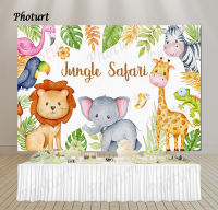 PHOTURT Jungle Safari Backdrop Kids 1st Birthday Baby Shower Background Wild One Vinyl Photography Banner Studios Decorate Props