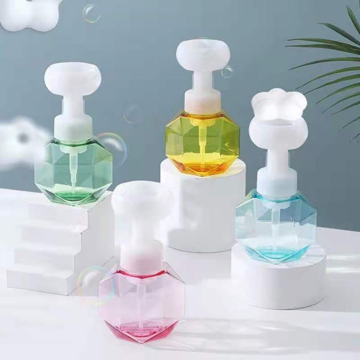 300ml-dispenser-sabun-cair-bentuk-bunga-pompa-busa-berbusa-botol-kosong-plastik-botol-bening-botol-pompa-busa-gel-mandi