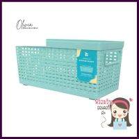 ตะกร้าพลาสติกลายหวาย KECH 13.1x26.7x12.8 ซม. สีเขียวPLASTIC RATTAN STORAGE BASKET KECH 13.1X26.7X12.8CM GREEN **บริการเก็บเงินปลายทาง**