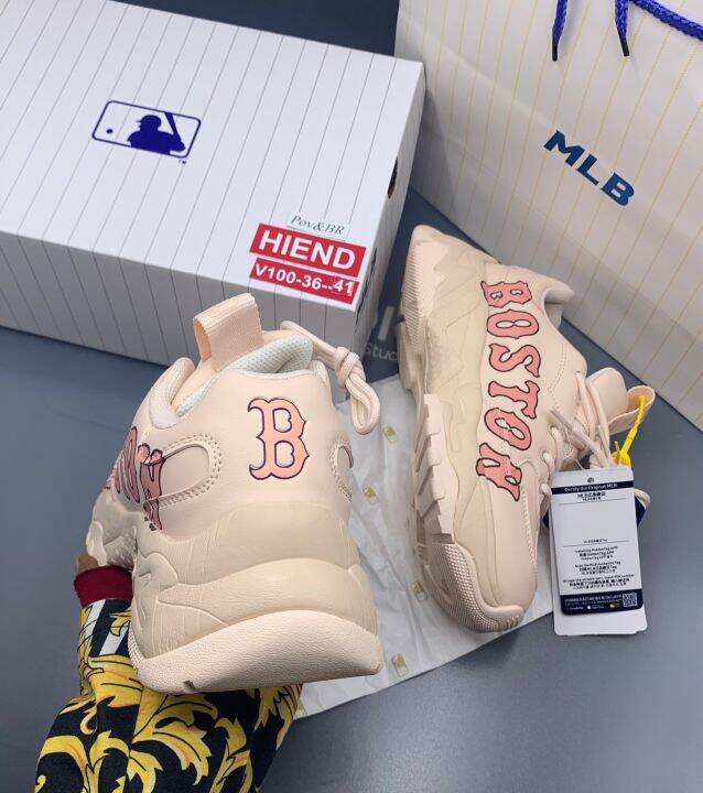 sport-home-รองเท้าแฟชั่นmlb-full-box-pink-boston-รองเท้าออกกำลังกาย-รองเท้ากีฬา-รองเท้าผ้าใบ-สินค้าพร้องส่งอุกกรณ์ครบเซ็ต