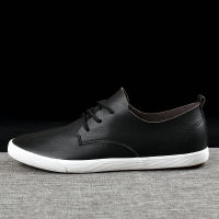 Fashion Brand Men Casual Shoes Genuine Leather Men Shoes Lace-up Breathable Soft White Sneakers Casual Flats Men Loafer