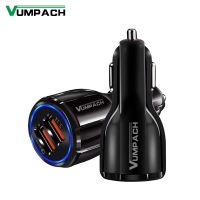 [2023ใหม่] Vumpach Car ชาร์จเร็ว QC 3.0ที่ชาร์จโทรศัพท์มือถือ2พอร์ต USB รถเร็วเครื่องชาร์จสำหรับซัมซุง Xiaomi Ipad เครื่องชาร์จแท็บเล็ตรถยนต์ Sony