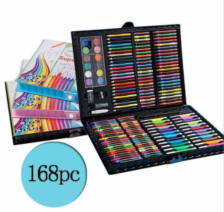 168Pcs Set Kids Super Mega Art Coloring Set Crayons Oil Pastels Color  Pencils For Drawing & Painting Children's gifts