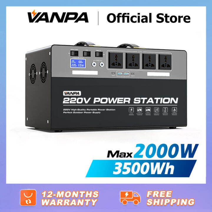 VANPA 2000W Portable Power Station 4x AC 220V Output 3500Wh Large