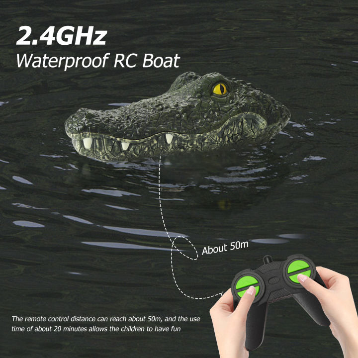 กันน้ำ-rc-เรือ2-4กิกะเฮิร์ตซ์จำลองจระเข้หัวเล่นตลกของเล่นสำหรับทะเลสาบสระว่ายน้ำ-6