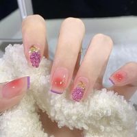 [COD] Three-dimensional diamond purple grape wearing nail patch blush gradient manicure high-end short fake