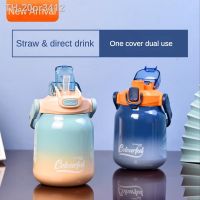 ✹▫ 20pr3412 Garrafa de Água Kawaii com Palha Térmica Aço Inoxidável Cartoon Flask para Criança Frete Grátis 620ml