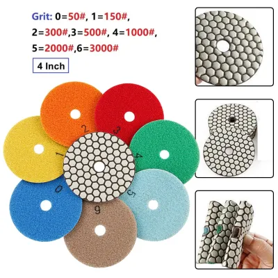 4 Diamond Dry Polishing Pads Sharp Flexible Sanding Discs For Granite Marble Stone Grinding Wheel Power Tools Accessory