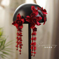 New unique design temperament red flowers handmade earring earrings bride toast dress dress accessories fairy