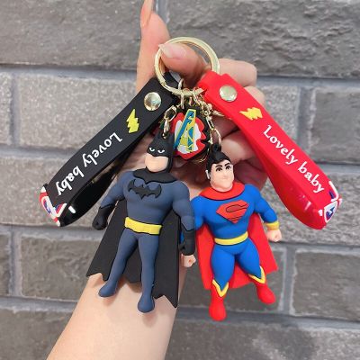 ZZOOI Anime Key Ring Batman Superman Batdog Underdog Figura key chain Heroes Fashion Cute Dolls Pendant Keychain Action Toy Figures