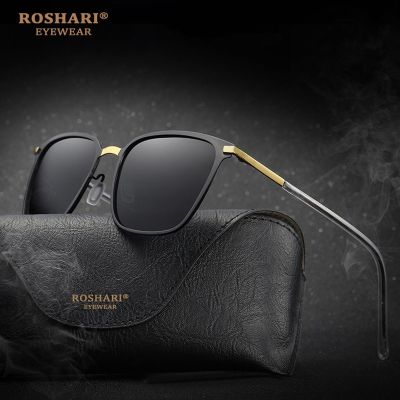 RoShari แว่นตามองกลางคืนทรงสี่เหลี่ยมแบบดั้งเดิมของผู้ชายแว่นกันแดดโพลาไรซ์คนขับ R001