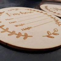 ไม้การ์ดรายเดือนพิมพ์ Milestone Circle Disc Baby Birth ประกาศการ์ด