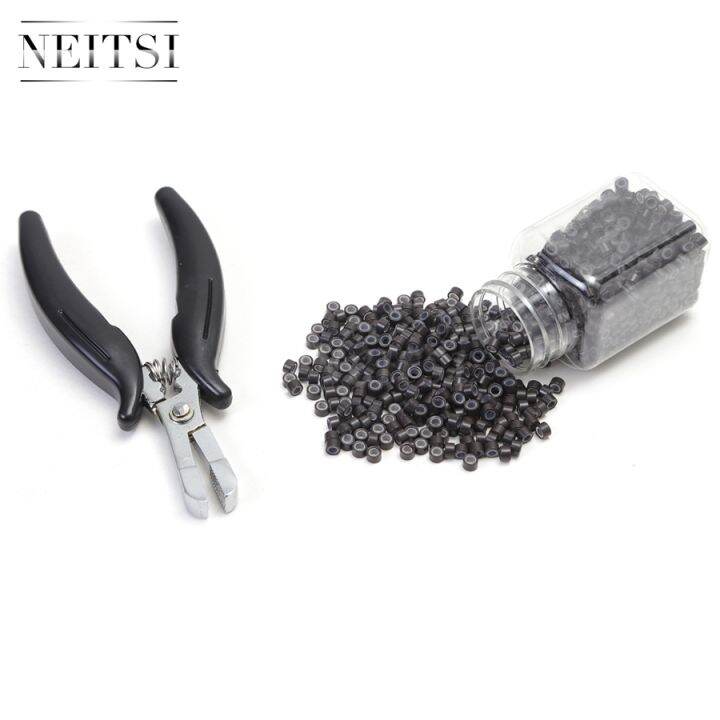 neitsi-linesman-pliers-and-500-beads-silicone-micro-rings-for-hair-extensions