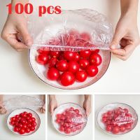 100pcs Cling Film Disposable Food Film Elastic Food Lids For Fruit Bowls Cups Caps Storage Kitchen Fresh Keeping Saver Bag