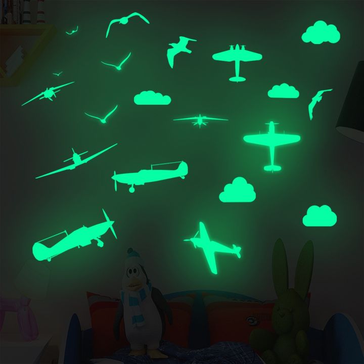 zsz2959-new-luminous-aircraft-goose-cloud-wall-stickers-pvc-children-room-sitting-room-bedroom-creative-wall
