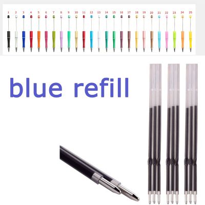 ปากกาเติมปากกาลูกลื่นเติมได้ปากกาลูกปัดสีฟ้า50ชิ้น/ล็อตปากกาลูกปัดแบบทำมือรีฟิลปากกาด้ามไม้โรงเรียน