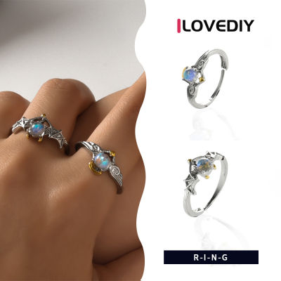 ILOVEDIY แหวนคู่มูนสโตนสีเงิน,2ชิ้น/เซ็ต2022ใหม่สำหรับผู้หญิงผู้ชายเปิดคนรักแหวนเครื่องประดับของขวัญ