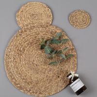 【CC】 5Pcs Gourd Woven Placemat Round Rattan Table Wedding