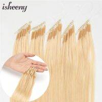 8D Natural Hair Extensions Human Hair 50pcs 0.6g/s Micro Ring Blonde Micro Link Hair Loop Extension Silicone Nano Ring Hair Wig  Hair Extensions  Pads