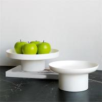 2 Pcs Round Black White Decorative Tray Storage Box ABS Tray Fruit Cosmetic Tray Home Simple Storage Tray