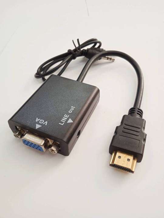 อะแดปเตอร์-hdmi-to-vga-adapter-aux-สายเฮดดีเอมไอเป็นวีจีเอ-ตัวแปลงสัญญานจอคอม-กล่องแปลงสัญญานคอมออกจอ-สามารถต่อเสียงด้านข้างได้