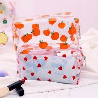 Girl Clear Cosmetic Bag PVC Transparent Makeup Bag for Women Waterproof Zipper Beauty Fruit Flower Travel Toiletry Bags Case