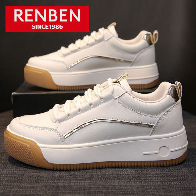 RENBEN รองเท้าสีขาวระบายอากาศได้ใหม่สําหรับผู้หญิง รองเท้าบอร์ดบางๆสบาย รองเท้าผ้าใบลําลอง รองเท้าวัยรุ่น รองเท้านักเรียน