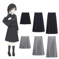 Japanese School Uniforms for Girls Solid Color Pleated JK Suit Black Grey High School Student Girls Academy Style Bottoms