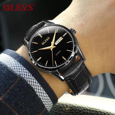 OLEVS นาฬิกาผู้ชายของแท้นาฬิกาแฟชั่นแนวโน้มปฏิทินคู่กันน้ำนาฬิกาผู้ชาย