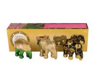 Elephant Parade Multipack รูปปั้นช้าง Golden Delight 3x7cm (7cm) รูปปั้นช้างทำมือขนาดเล็กหลากสีสัน จากเชียงใหม่ ของขวัญวันเกิด ของที่ระลึกไทย