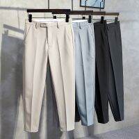 COD ✁ The Nonexistent Shop32dsgd0 Mens New British Small Suit Pants Business Draping Effect Straight Slim Fit Large Size Casual 9 Ankle-Length Suit Pants