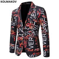 ZZOOI 2022 Spring and Autumn New Mens Classic Fashion Versatile Printed Suits Mens Casual Slim Fit Large Size High Quality Suits 4XL