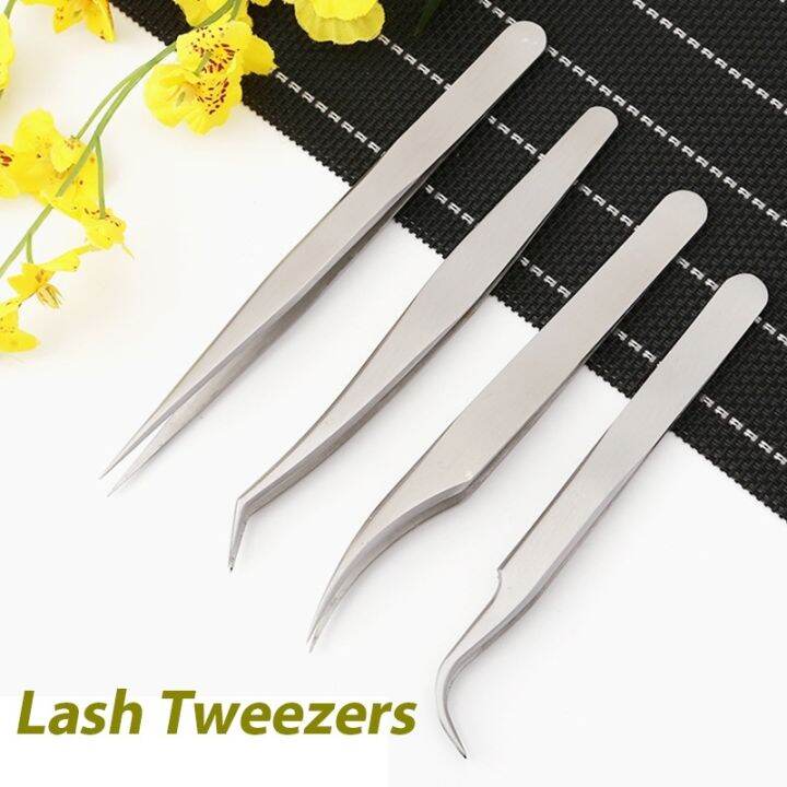 Stainless Steel Eyelash Extensions Tweezers Eyelashes Clip Lash Twizzer ...