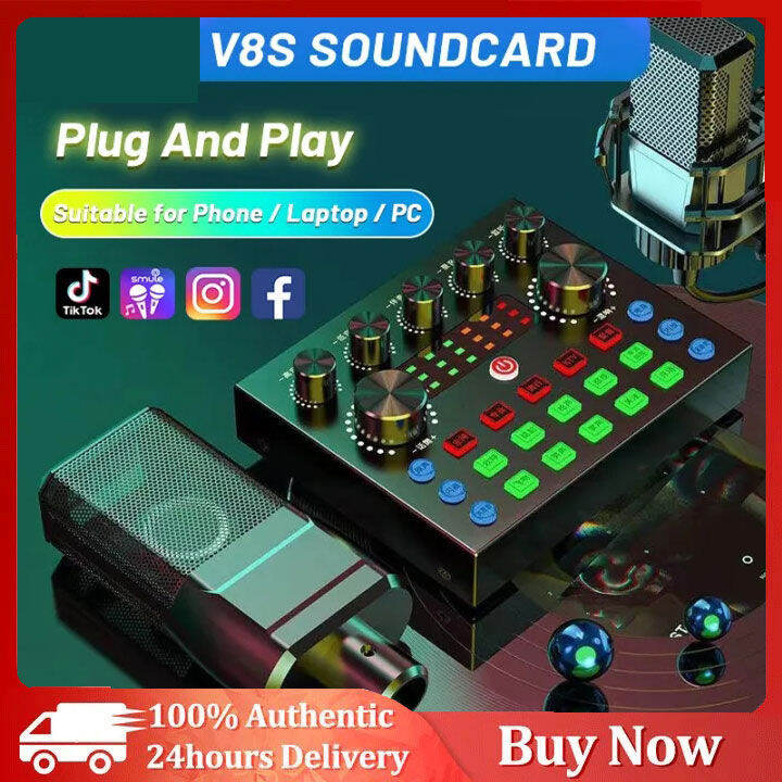 【FAST Delivery】V8s Sound Card With Bluetooth function Live Singing