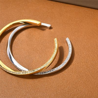 Europe America Fashion Designer Brand Brass Plated 18K Gold Silver Diamond Bracelet Women Luxury Jewelry Gift Trend