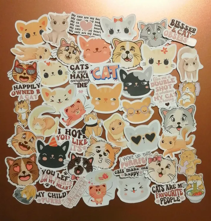 50 Pcs Cat Stickers/Labels Minimalist Design | Lazada PH