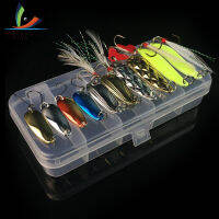 Weihe 10ชิ้นเหยื่อตกปลาโลหะปินเนอร์เหยื่อเบสรอก Crankbait ปลาเทราท์ช้อนพร้อมกล่อง