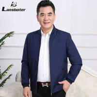 Lansboter แจ็คเก็ตปกของผู้ชายซิปแจ็คเก็ตหลวมและใส่สบายเสื้อแจ็คเก็ตลำลอง MODE Korea