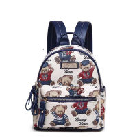 Cute Fashion Jacquard Double Shoulder Backpack For Girls Bear Printing Canvas Small Back Pack Designer Student Mini Bag Women Ha