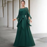 【YF】 Weilinsha Dark Green Mother of The Bride Dress Plus Size Puffy Half Sleeve Maxi Evening Dresses 2023 Wedding Guest Gown