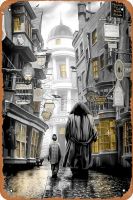 Yzixulet Diagon Alley Hp ผ้าใบพิมพ์วินเทจ8 "X 12" ป้ายดีบุกโลหะการตกแต่งถ้ำมนุษย์ตลก