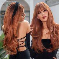 ALAN EATON Long Straight Synthetic Wigs for Women Red Brown Copper Ginger Wigs with Bangs Cosplay Daily Party Heat Resistant [ Hot sell ] ea1voy